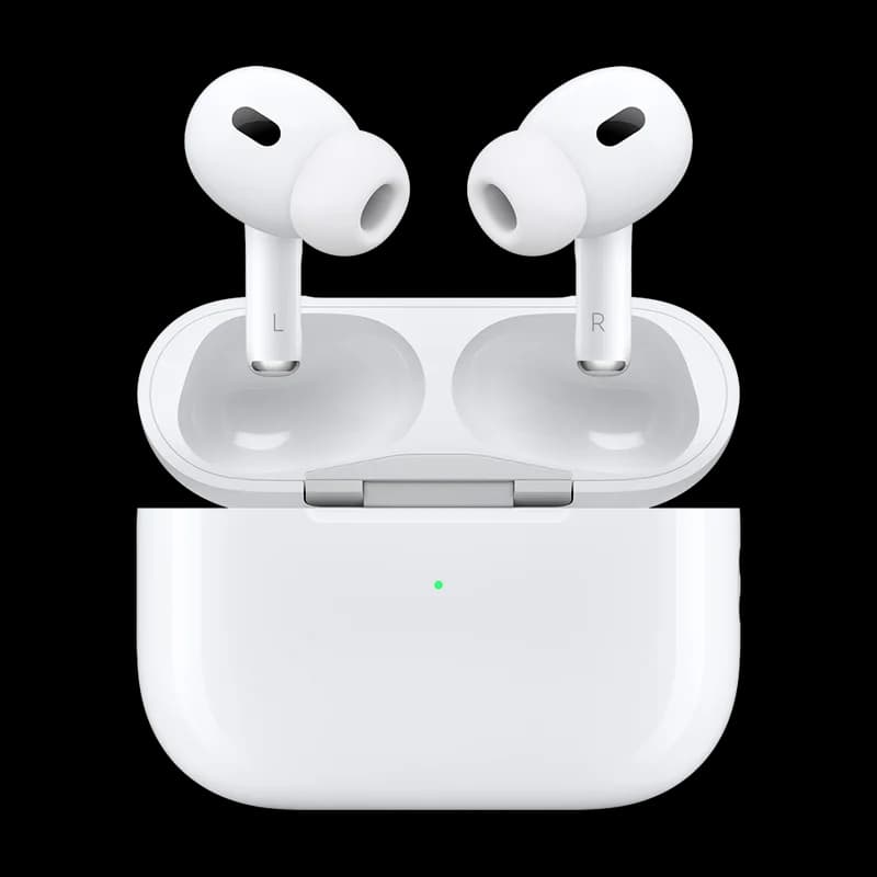 Apple AirPods Pro in their open white charging case